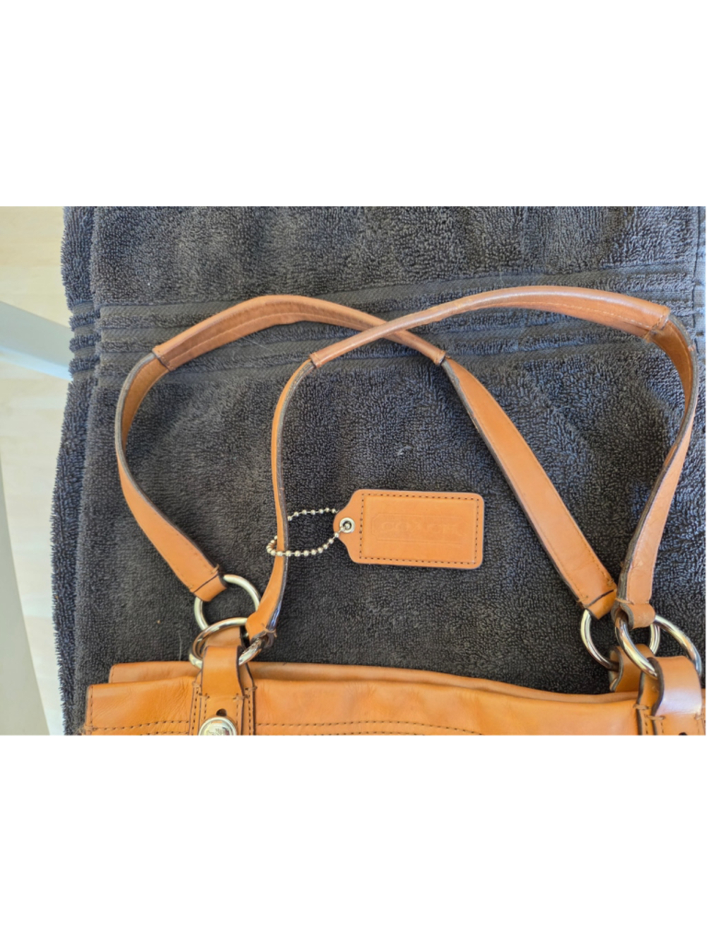 Women's Coach Leather Tote Bag One Size Tan